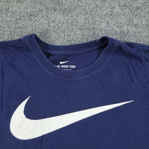 Nike Shirt Men Large Blue Logo Graphic Tee Crew Neck Short Sleeve Pullover Adult - Picture 4 of 12